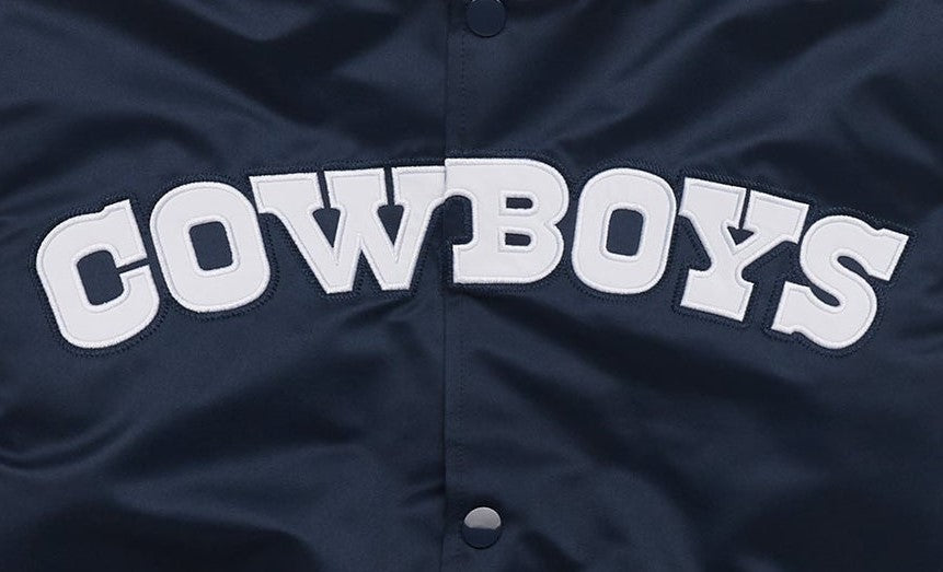 Dallas Cowboys Navy blue jacket with 'COWBOYS' text in white on a dark background