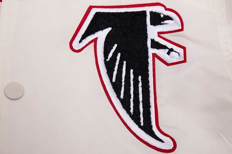 Atlanta Falcons White Satin Jacket with logo with white background