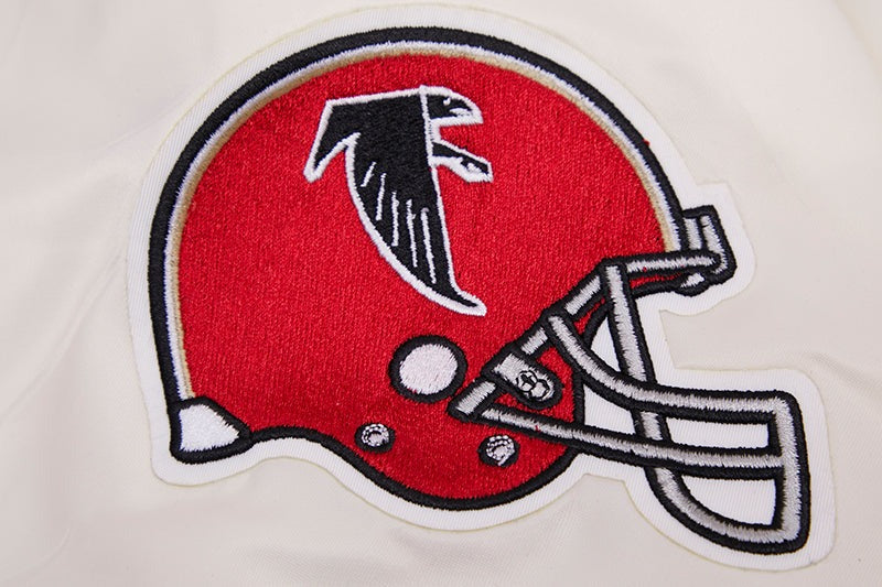 Atlanta Falcons White Satin Jacket with logo with white background