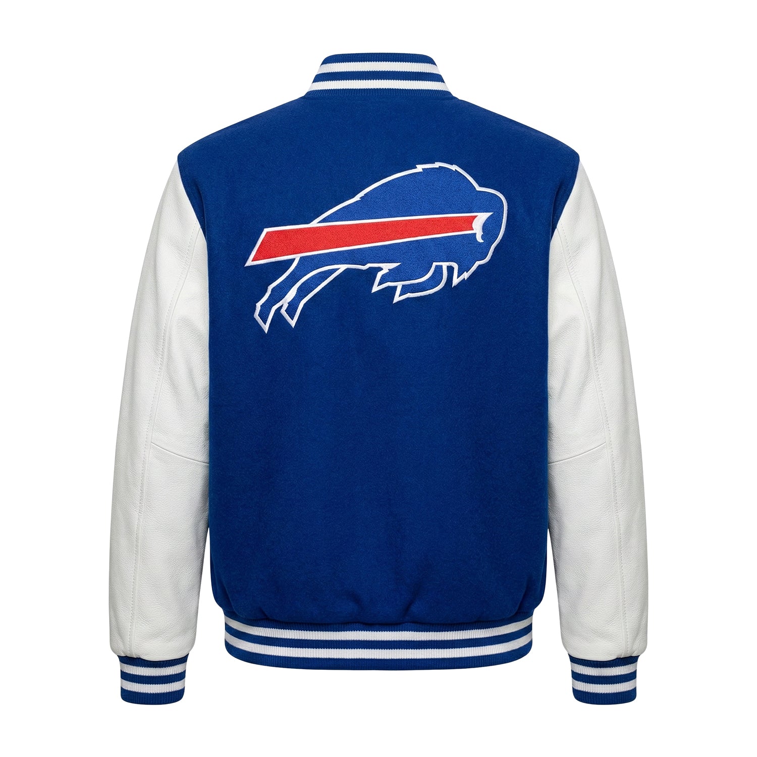 NFL Buffalo Bills Royal Blue & White Varsity Letterman Bomber Jacket for Men & Women