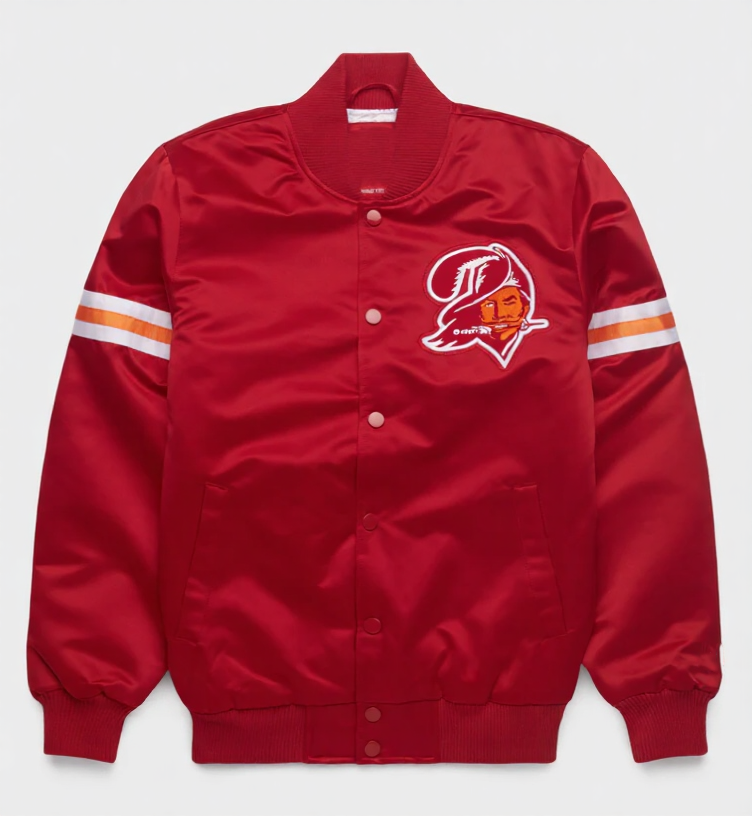 NFL Tampa Bay Buccaneers Red Satin Bomber Jacket for Men & Women