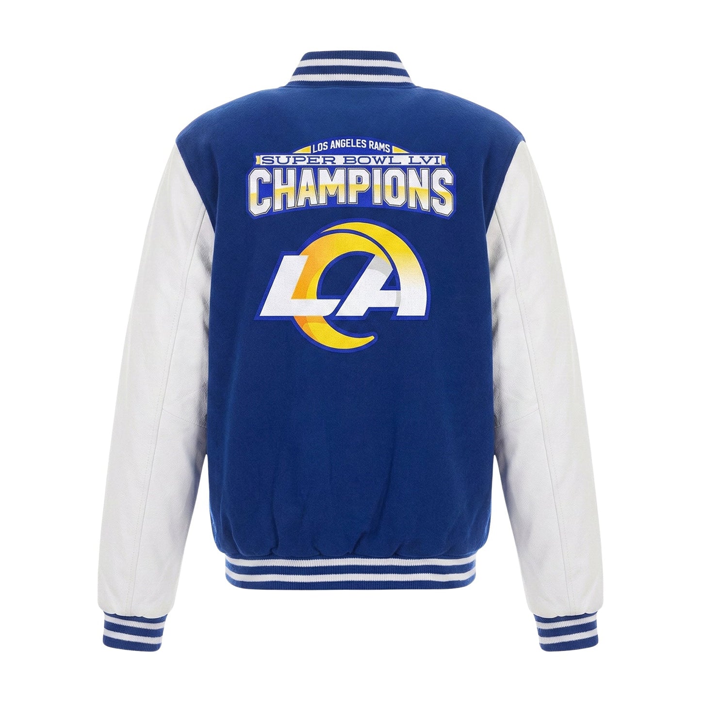NFL Los Angeles Rams Royal Blue & White Varsity Letterman Bomber Jacket for Men & Women