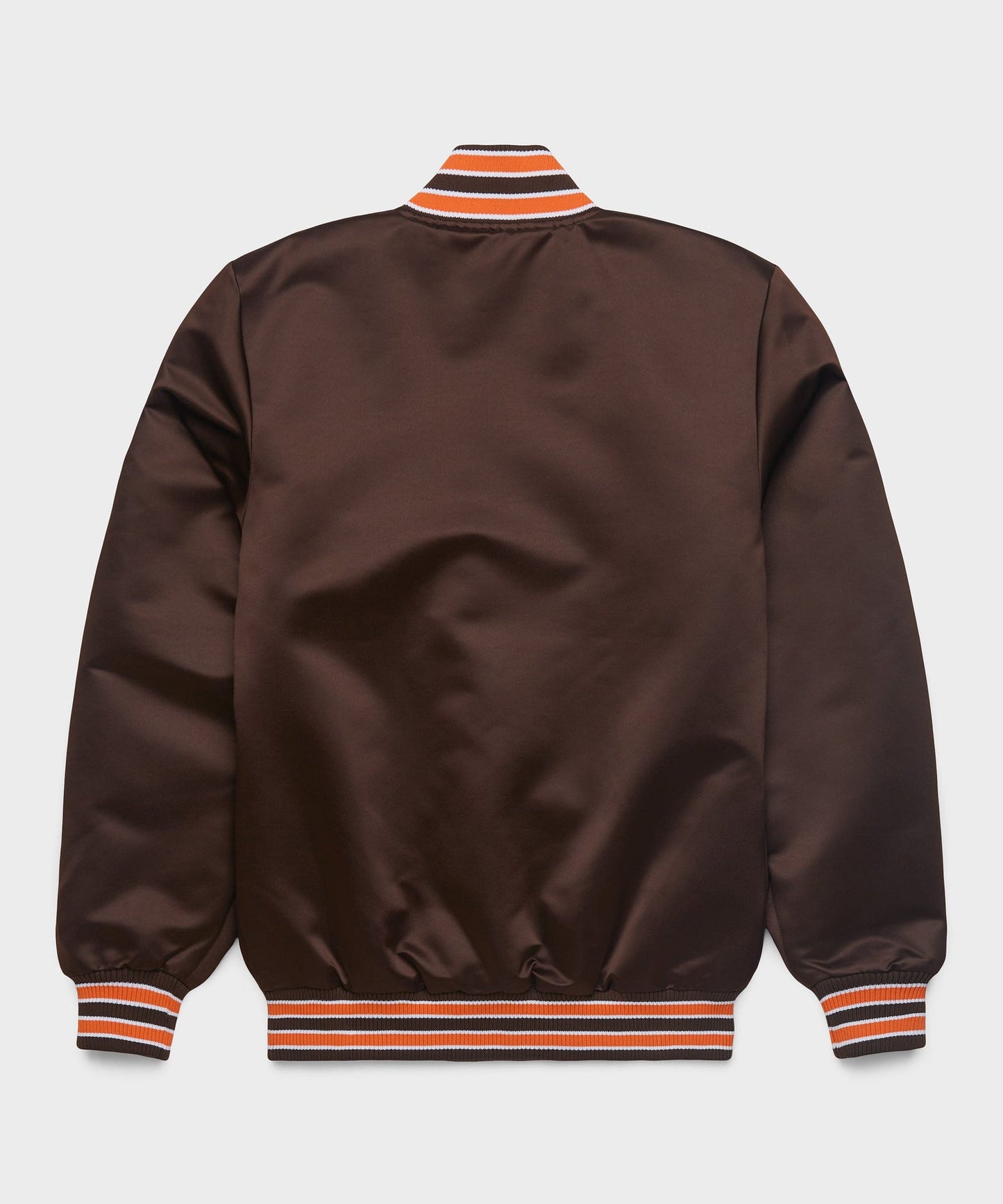 The Cleveland Browns Brown Satin Jacket with White Background