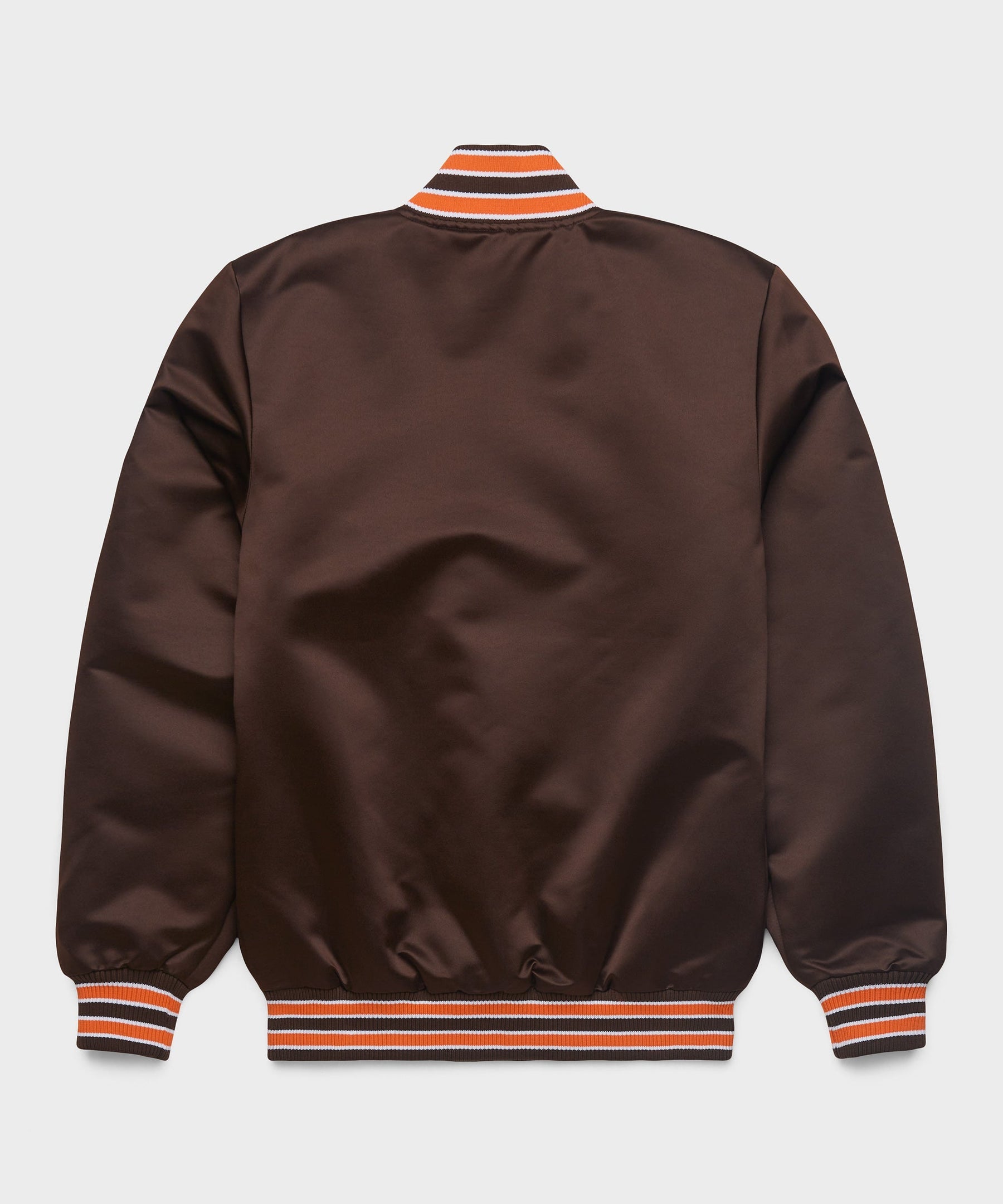 The Cleveland Browns Brown Satin Jacket with White Background