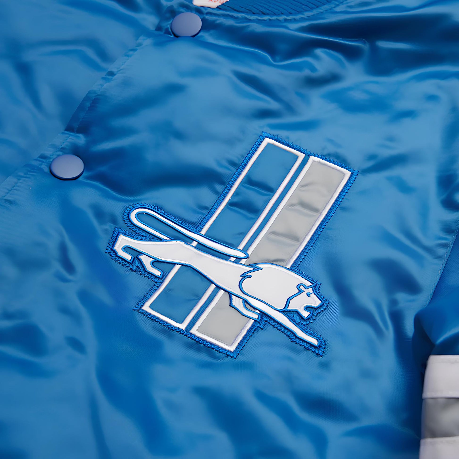Detroit Lions Blue jacket with a white logo on a blue background