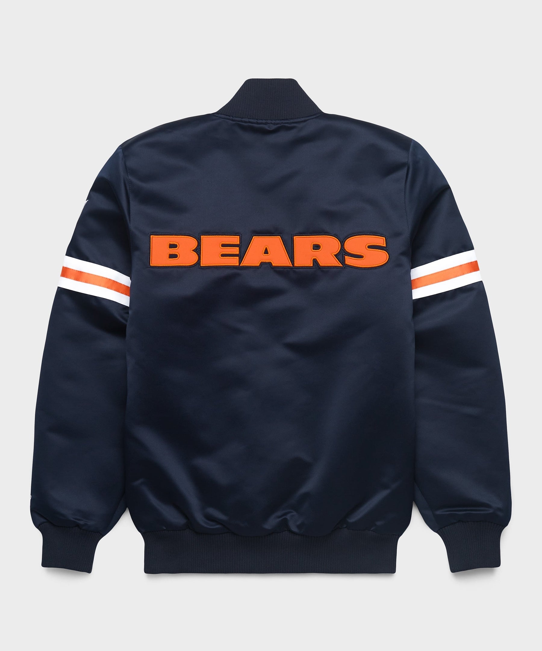 Navy blue jacket with 'BEARS' printed on the back against a light gray background