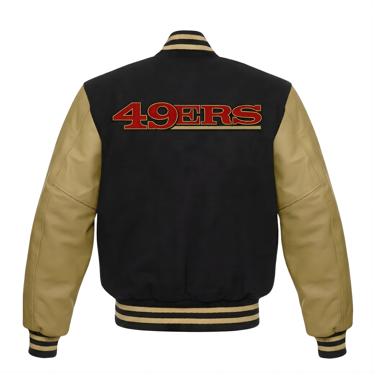 NFL San Francisco 49ers Black & Gold Varsity Letterman Bomber Jacket for Men & Women