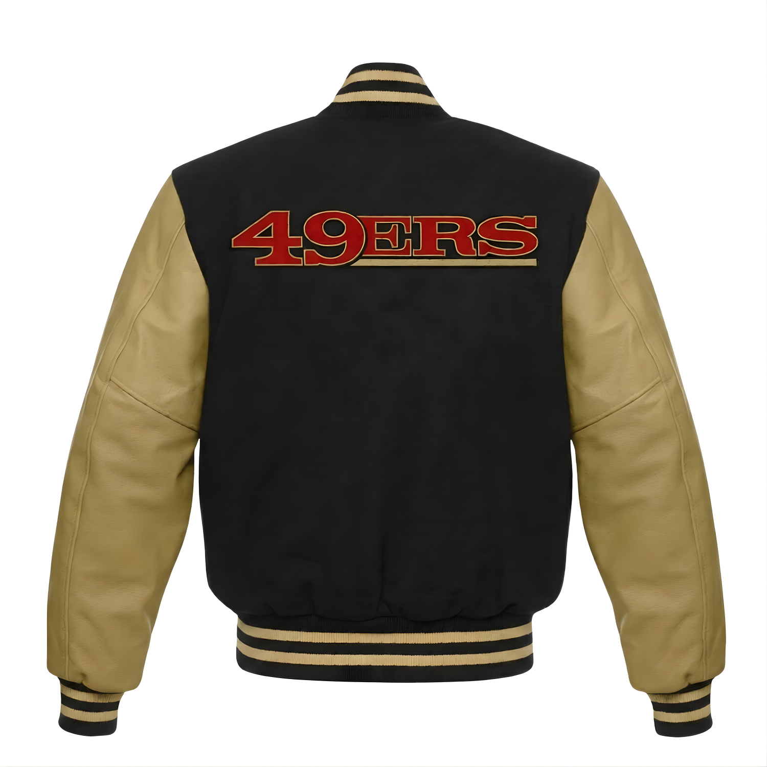 NFL San Francisco 49ers Black & Gold Varsity Letterman Bomber Jacket for Men & Women