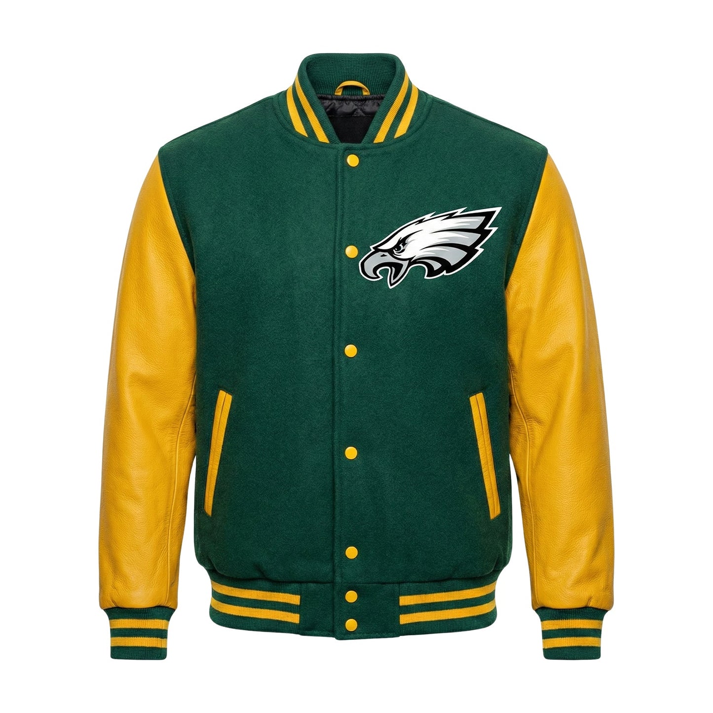 NFL Philadelphia Eagles Green & Gold Varsity Letterman Bomber Jacket for Men & Women
