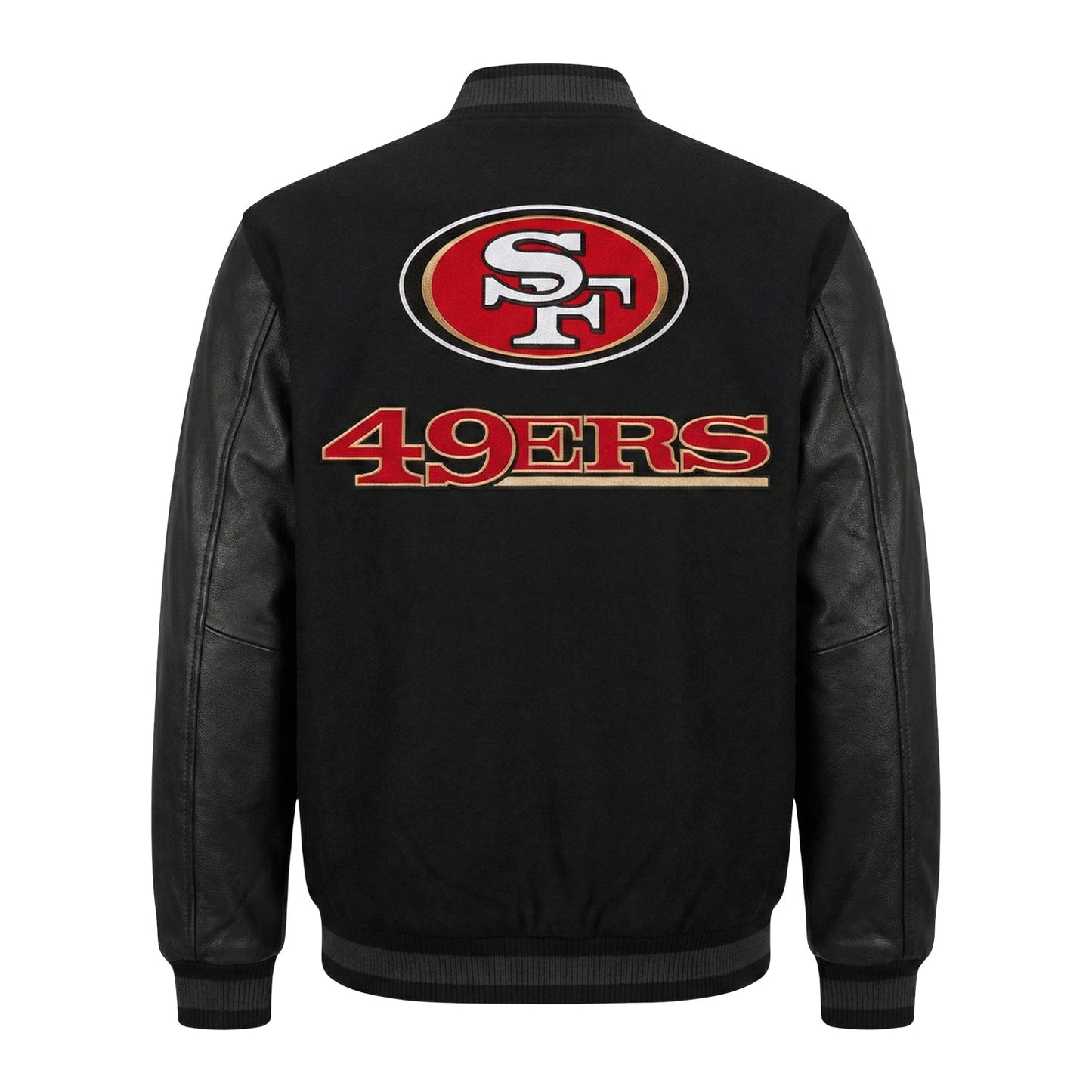 NFL San Francisco 49ers Black Varsity Letterman Bomber Jacket for Men & Women