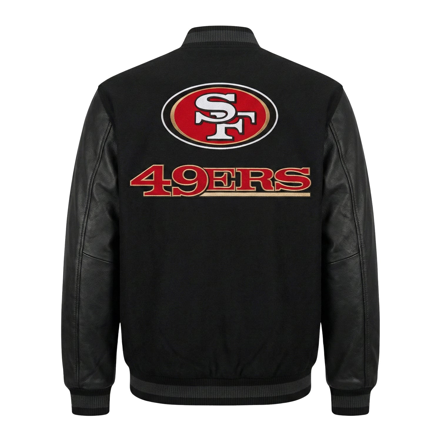 NFL San Francisco 49ers Black Varsity Letterman Bomber Jacket for Men & Women