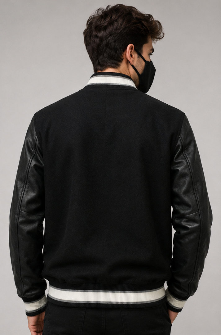 NFL Las Vegas Raiders Black Varsity Letterman Bomber Jacket for Men & Women