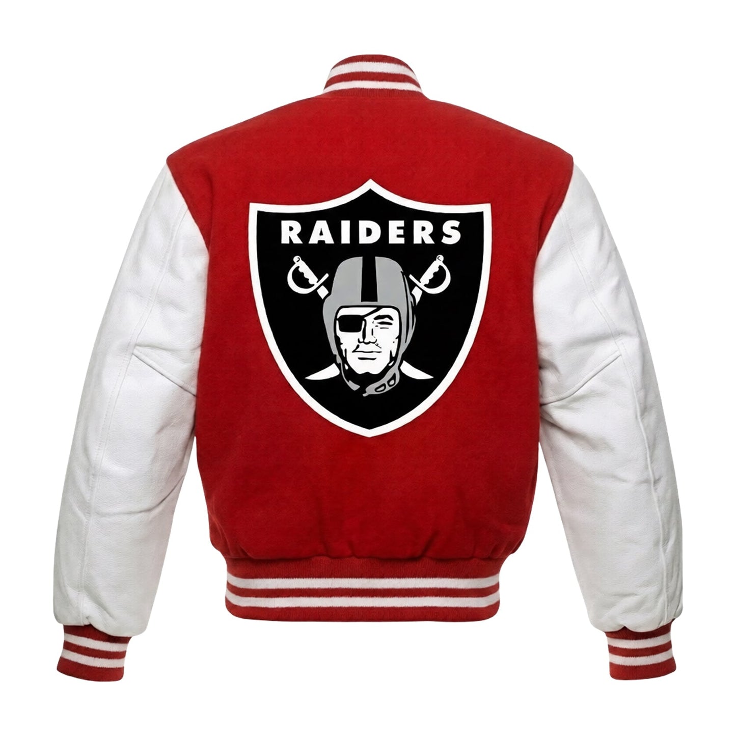 NFL Las Vegas Raiders Red & White Varsity Letterman Bomber Jacket for Men & Women