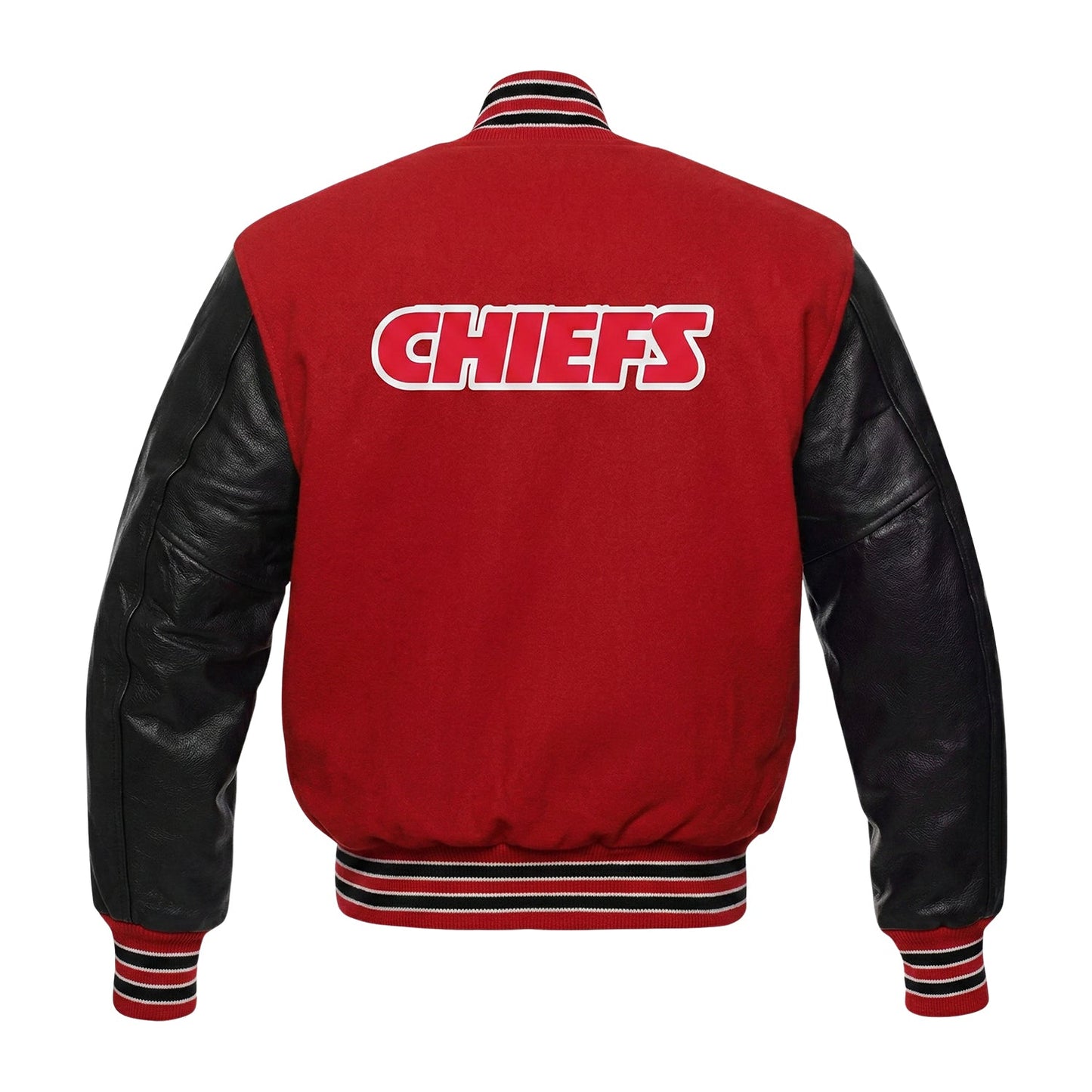 NFL Kansas City Chiefs Red & Black Varsity Letterman Bomber Jacket for Men & Women