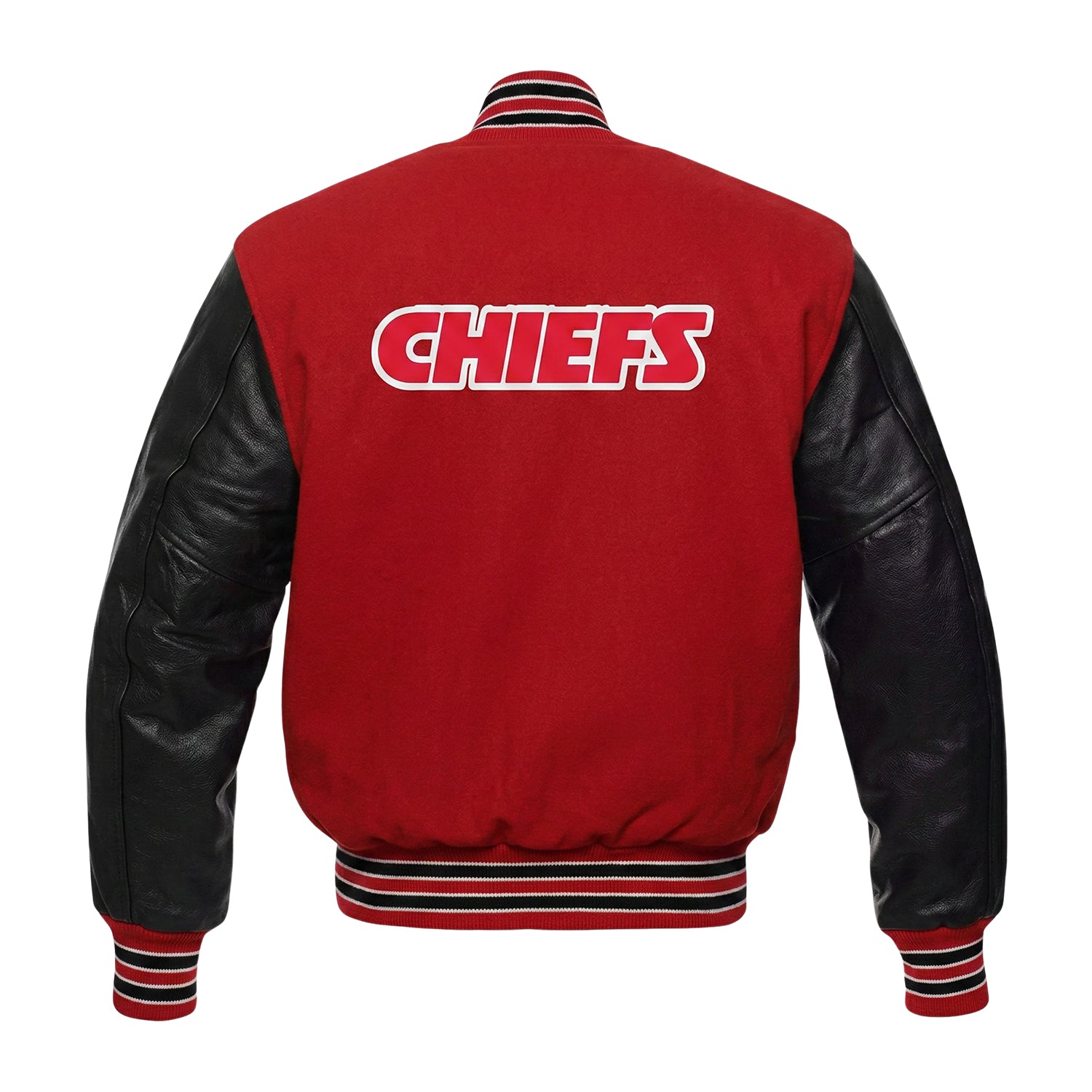 NFL Kansas City Chiefs Red & Black Varsity Letterman Bomber Jacket for Men & Women