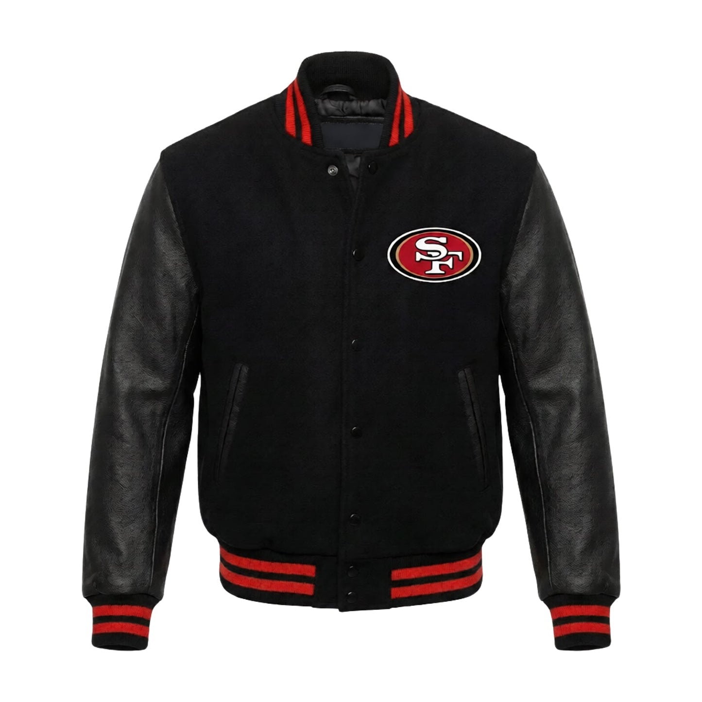 NFL San Francisco 49ers Black Varsity Letterman Bomber Jacket for Men & Women